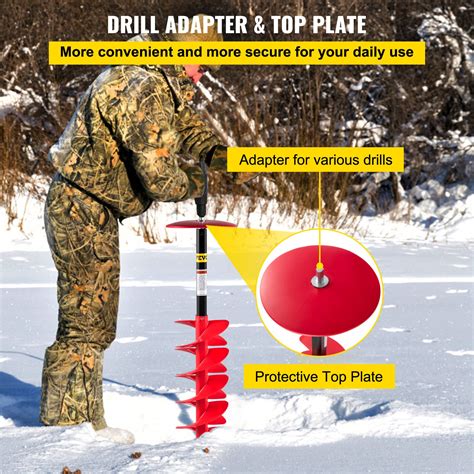 VEVOR Ice Drill Auger, 8" Diameter Nylon Ice Auger, 39" Length Ice ...