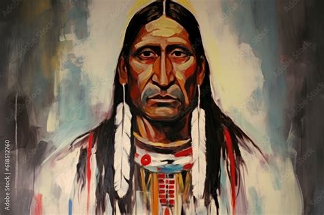 Native American Indian chief abstract painting art portrait. Generative ...