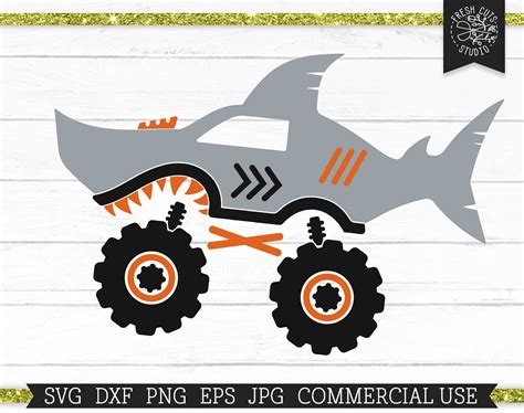 Shark Monster Truck Svg Cut File For Cricut Silhouette Big Etsy Australia