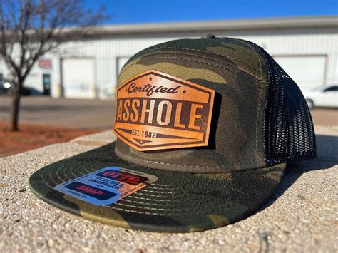 Certified Asshole Leather Patch Flat Bill Custom Hat Oklahomacustoms