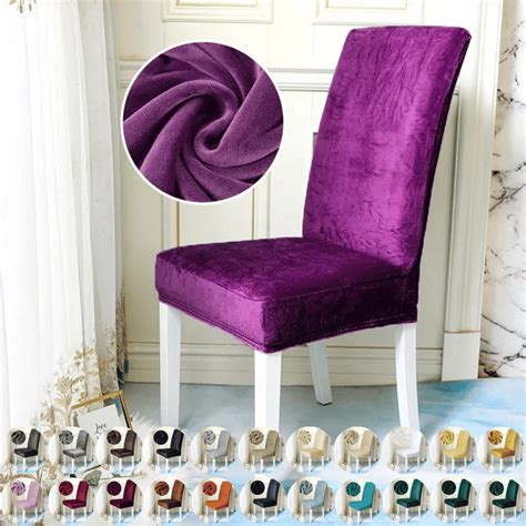 Dining Chair Slipcovers Velvet Solid Coloured Luxurious Parsons Din Shiny Sofas