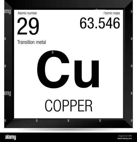 Copper symbol. Element number 29 of the Periodic Table of the Elements ...