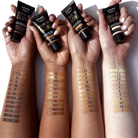 Born To Glow Fond De Teint Éclat Nyx Born To Glow Foundation Swatches Nyx Professional Makeup