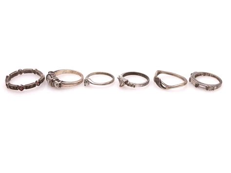 Lot 6pc Lot Sterling Silver Fashion Rings