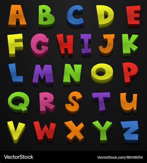 Font Design For English Alphabets In Many Colors Vector Image