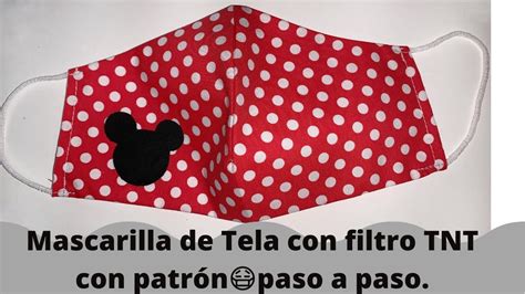 Mascarilla o Tapabocas de Tela con Filtro TNT con Patrón paso a paso