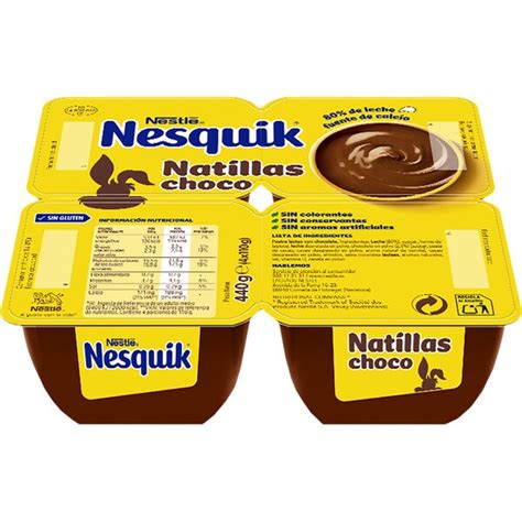 Natillas De Chocolate Sin Gluten Pack 4 Unidades 110 G · Nestle Nesquik