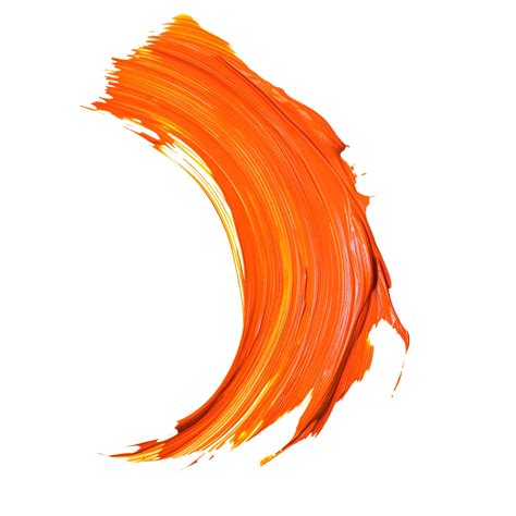 abstract orange paint brush stroke isolated  transparent background