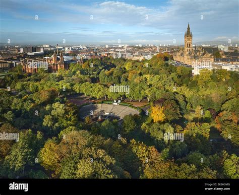 Aerial View Of University Of Glasgow With The Bandstand In Kelvingrove