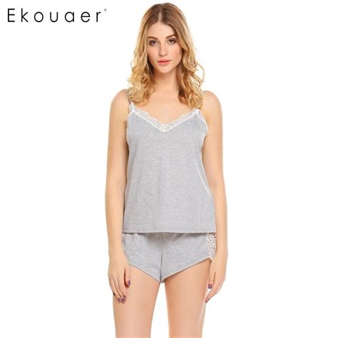 Aliexpress Buy Ekouaer Sexy Lace Trim Pajama Sets Sleepwear Women