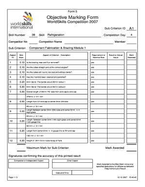 Fillable Online Skill Irantvto Objective Marking Form Irantvtoir