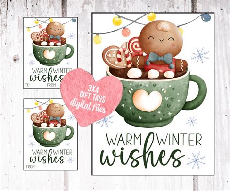 Hot Cocoa Gift Tag Printable Warm Wishes Tag Hot Chocolate Etsy