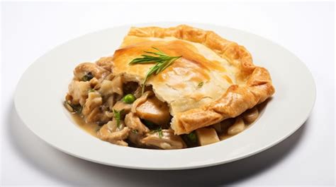 Premium Photo Plate Of Savory Chicken Pot Pie With Flaky Pastry Crust