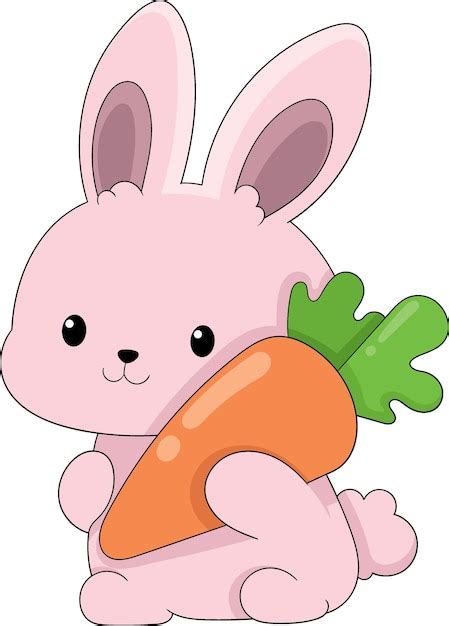 Premium Vector Cute Bunny Is Hugging A Big Carrot