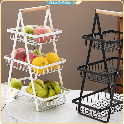 Tier Fruit And Vegetable Rack Kitchen Storage Basket Handheld