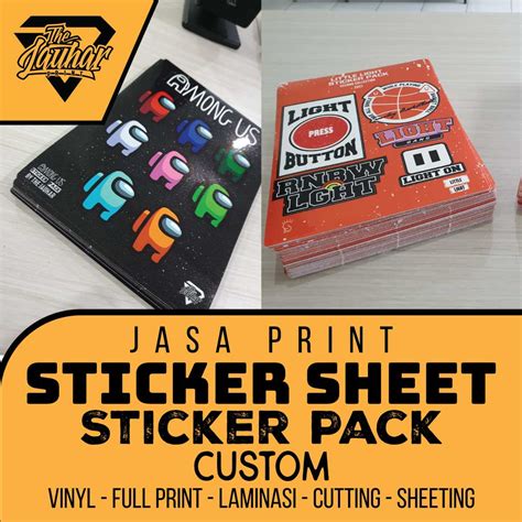 Jual Cetak Sticker Pack Sticker Sheet Custom Vinyl Full Print Laminasi