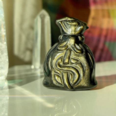 Sage Goddess Golden Sheen Obsidian Money Bag For Pure Prosperity