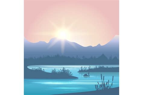 Sunrise river landscape