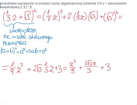 Przedstaw Wyra Enie W Postaci Sumy Algebraicznej U Amek Z