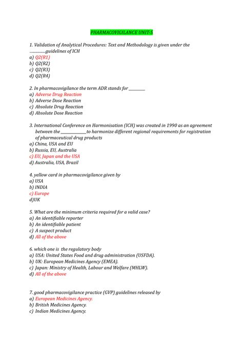 Unit Pharmacovigilance Bp T Th Sem Pharmacovigilance Unit