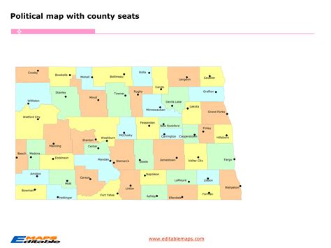 North Dakota county map - Editable PowerPoint Maps