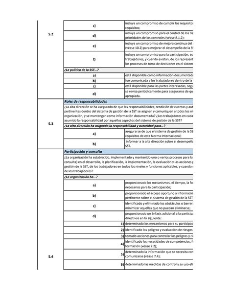 SOLUTION Lista De Verificaci N Iso 14001 Iso 9001 Iso 45001 Studypool