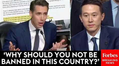 Fiery Josh Hawley Piteously Grills Tiktok S Ceo At Senate Hearing On