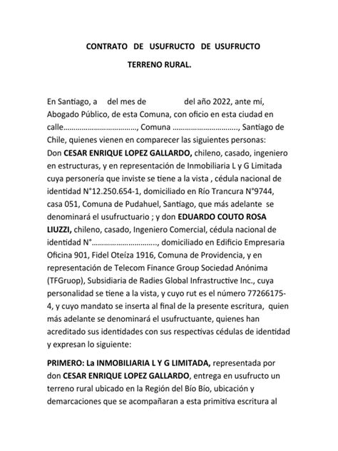 Contrato De Usufructo De Usufructo Pdf