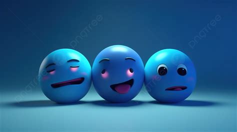 Blue Background With Blurred 3d Emoticon Emojis, Cartoon Expressions ...