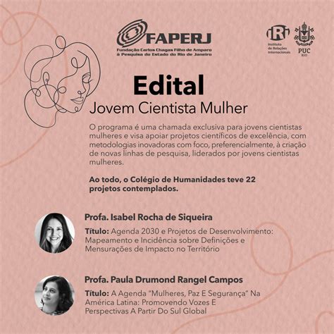 Edital N Do Programa De Apoio Jovem Cientista Mulher Iri