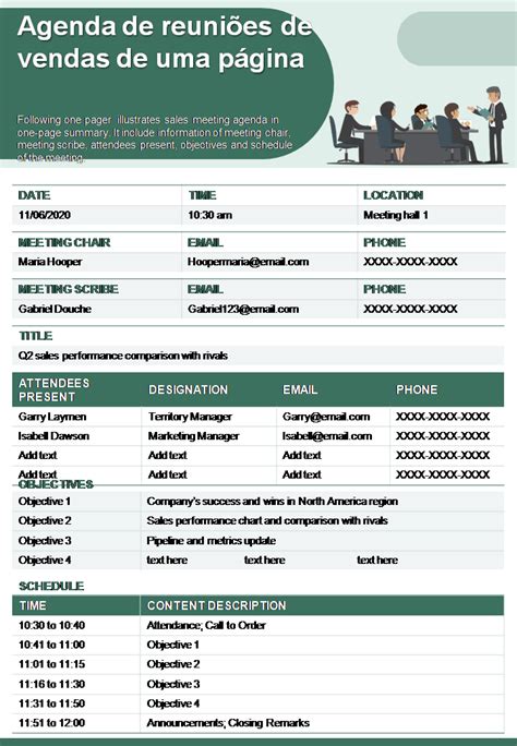 Os Principais Modelos De Agenda De Reuni Es De Vendas Amostras E