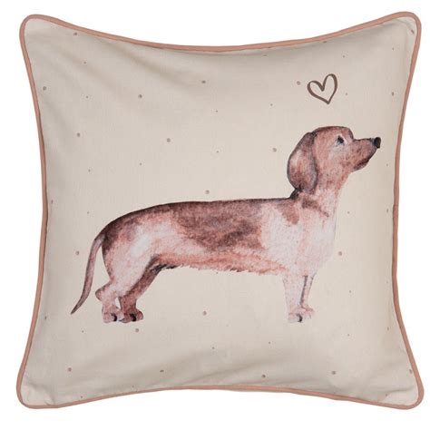 Clayre Eef Cushion Cover X Cm Beige Cotton Square Dachshund