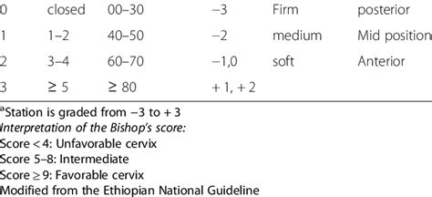 Bishop Score Score Dilation Effacement Station A Consistency