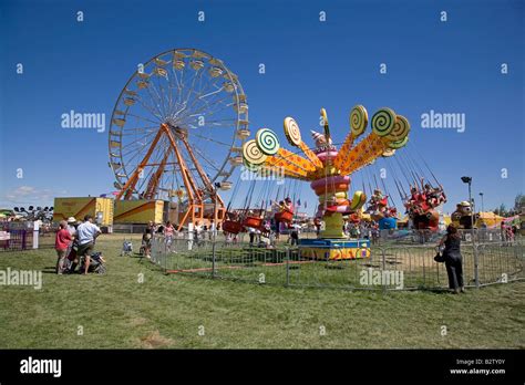 A view of the midway and carnival at the Deschutes County Fair in ...