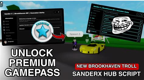 Brookhaven Script Sanderx Hub Unlock All Gamepass Premium Gui Hydrogen