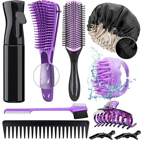 Pcs Natural Hair Detangling Brush Set With Sleep Bonnet For Curly