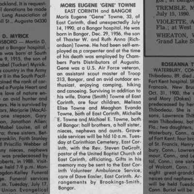 Obituary For Eugene Gene Moris Towne Aged Newspapers