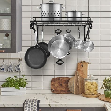 Sorbus Pots And Pan Rack Decorative Wall Mounted Storage Hanging Rack