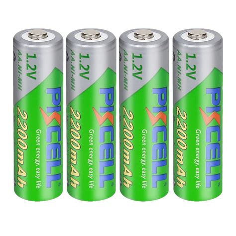 2 4Pcs PKCell 1 2V 2200mAh AA Rechargeable Battery NIMH AA Low Self