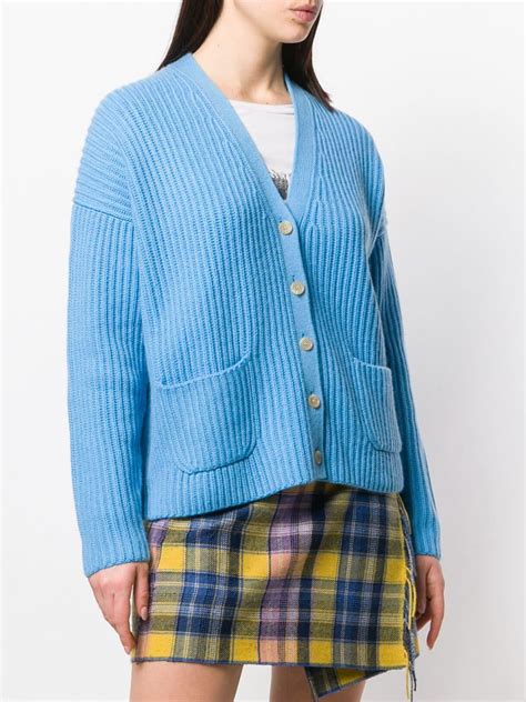 Allude Cashmere Ribbed Knit Cardigan In Blue Lyst