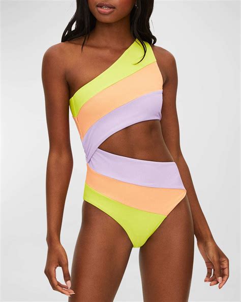 Beach Riot Joyce Striped Cutout One Piece Swimsuit Sundazed