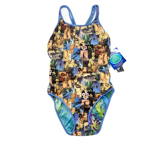 Speedo Swim Speedo Reversable Print Training One Piece Swimsuit