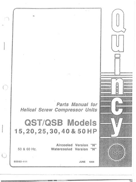 Quincy QST-QSB 15-50 HP Operator's Manual | PDF