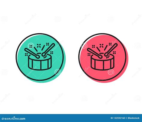 Drums With Drumsticks Line Icon Music Sign Vector Stock Vector