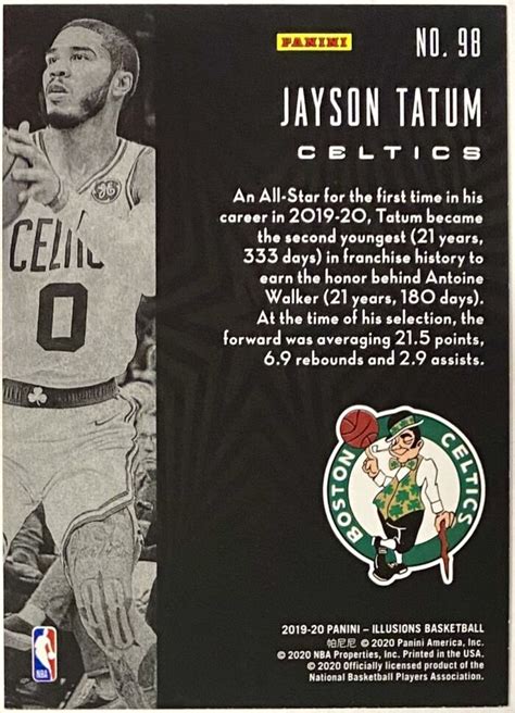 Jayson Tatum 2019 20 Panini Illusions Basketball Boston Celtics Card