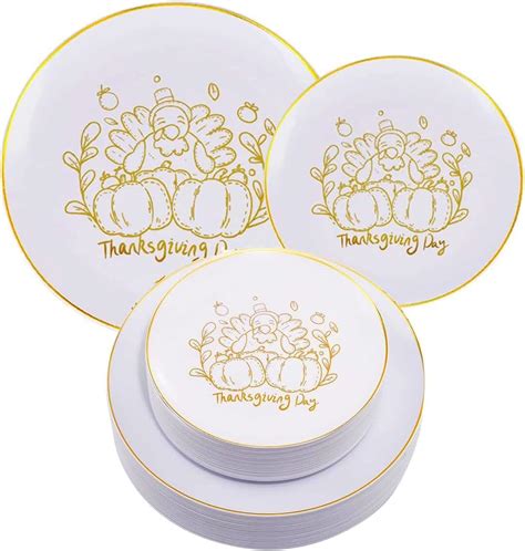 Amazon Wdf Pcs Thanksgiving Plates Disposable Happy White And