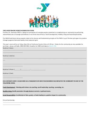 Fillable Online Ymca Teen Character Awards Nomination Form Fax Email