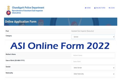 Chandigarh Police Asi Online Form Notification Released For Asi