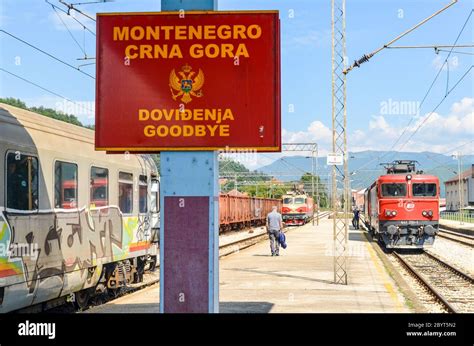 Welcome sign to Montenegro (CRNA GORA) at the Bijelo Polje border with ...