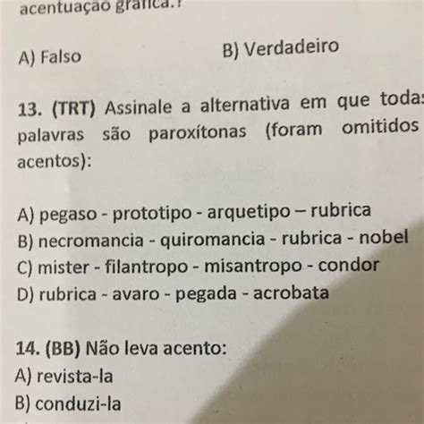 Assinale A Alternativa Em Que Todas As Palavras S O Parox Tonas